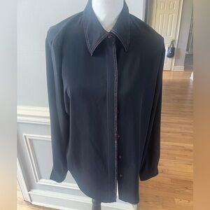 VTG Fred David black button up blouse SZ 14